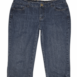 Avenue women’s size 16 blue denim capris with folded cuffs front view