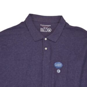 Close-up of collar, buttons, and pique texture on NWT Saddlebred purple Perfect Polo Easy Care shirt men’s size 3X