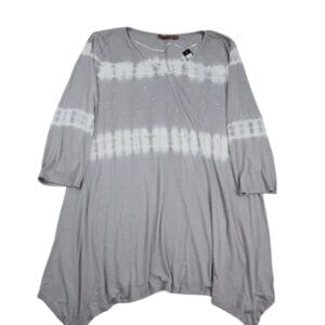 Belldini pearl grey tie dye top front view with rhinestones