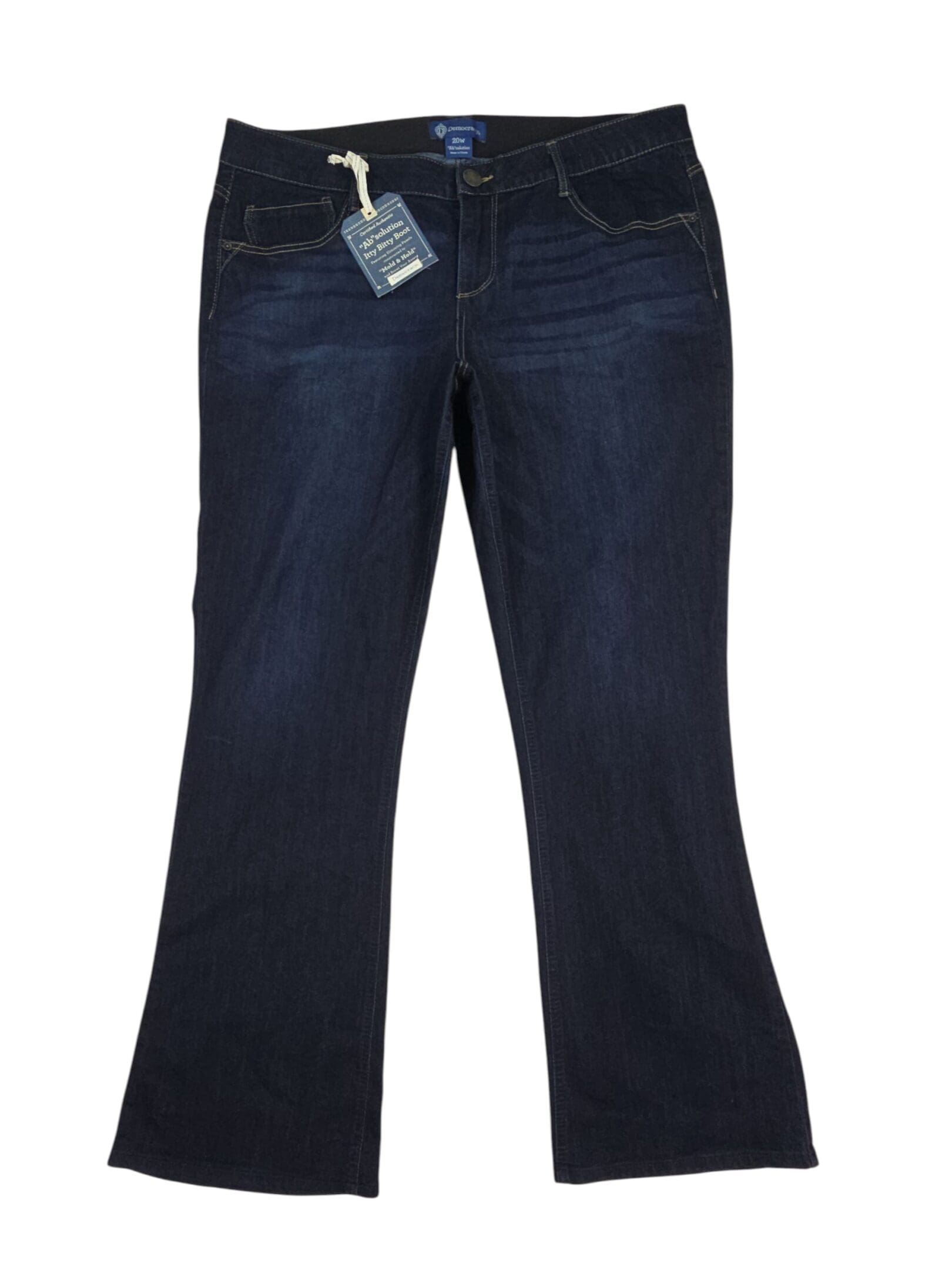 Democracy dark wash tummy control jeans front view size 20W