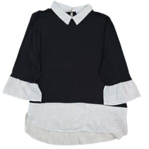 ELLE black and white long sleeve women’s top front view