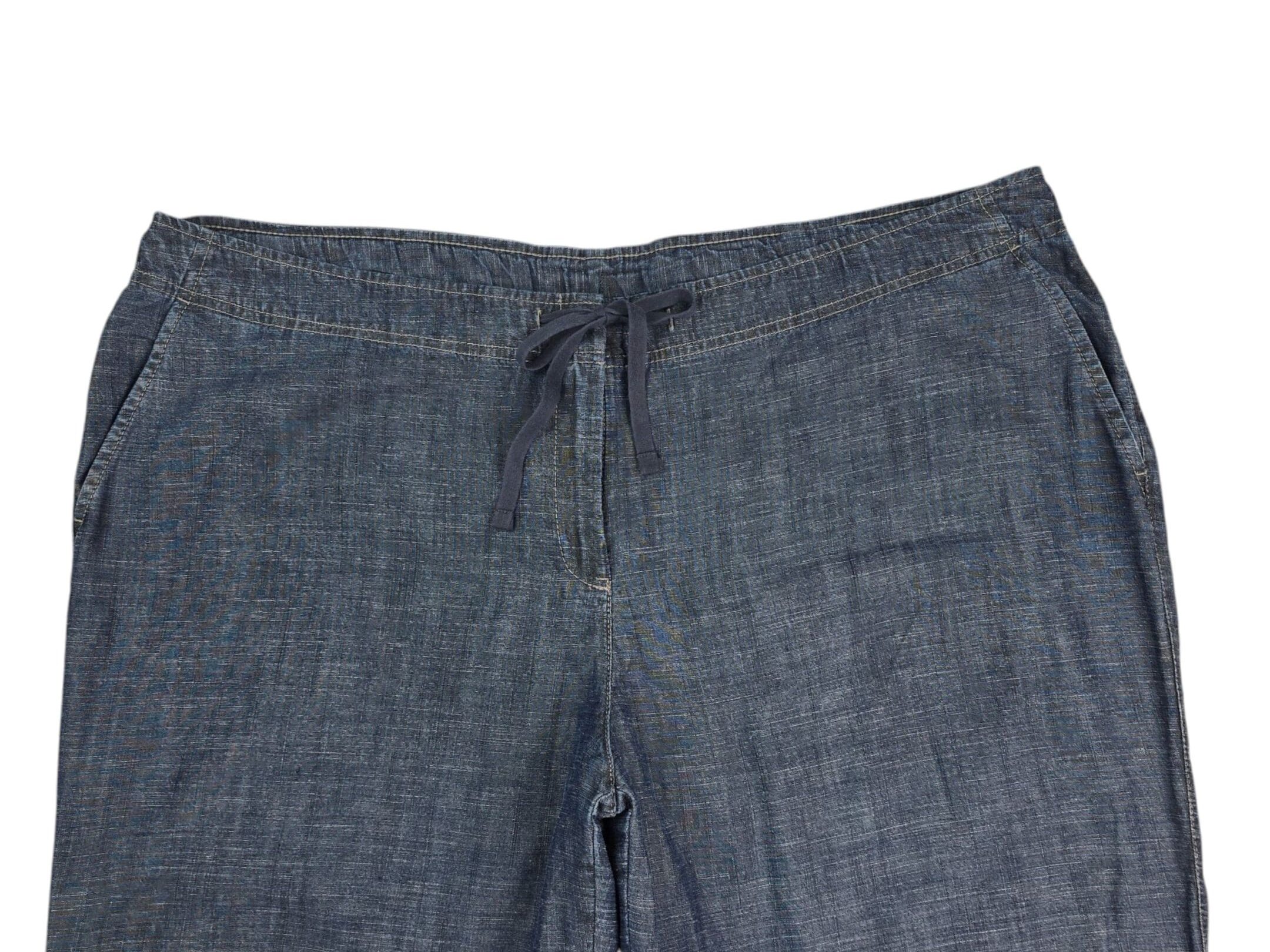 J Jill blue wide leg pants close up waist and fabric size 20