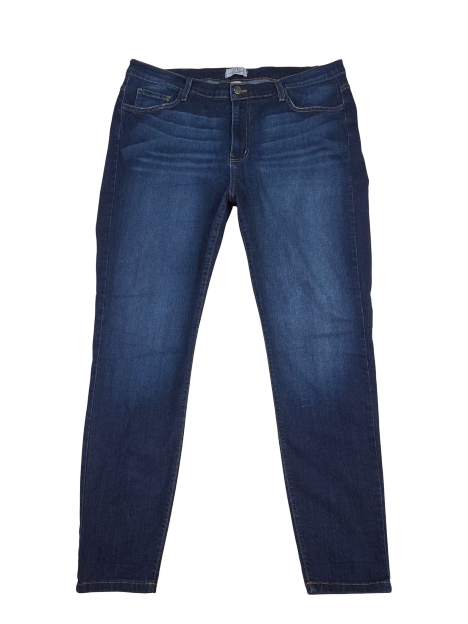 Judy Blue women’s blue jeans dark wash front view