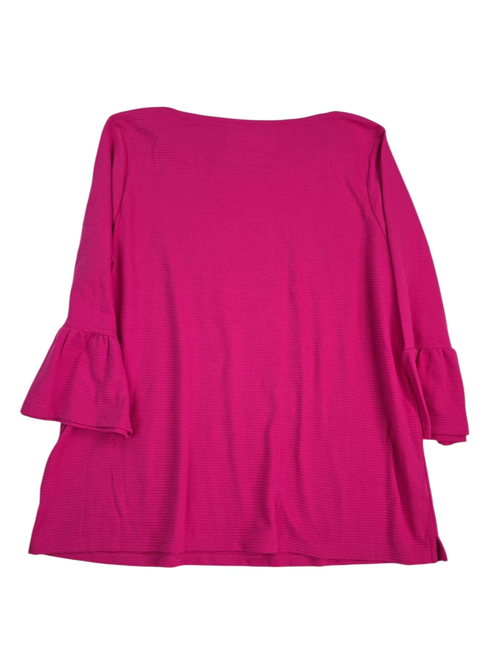 Kim Rogers pink bell-sleeve top back view plus-size shirt XXL