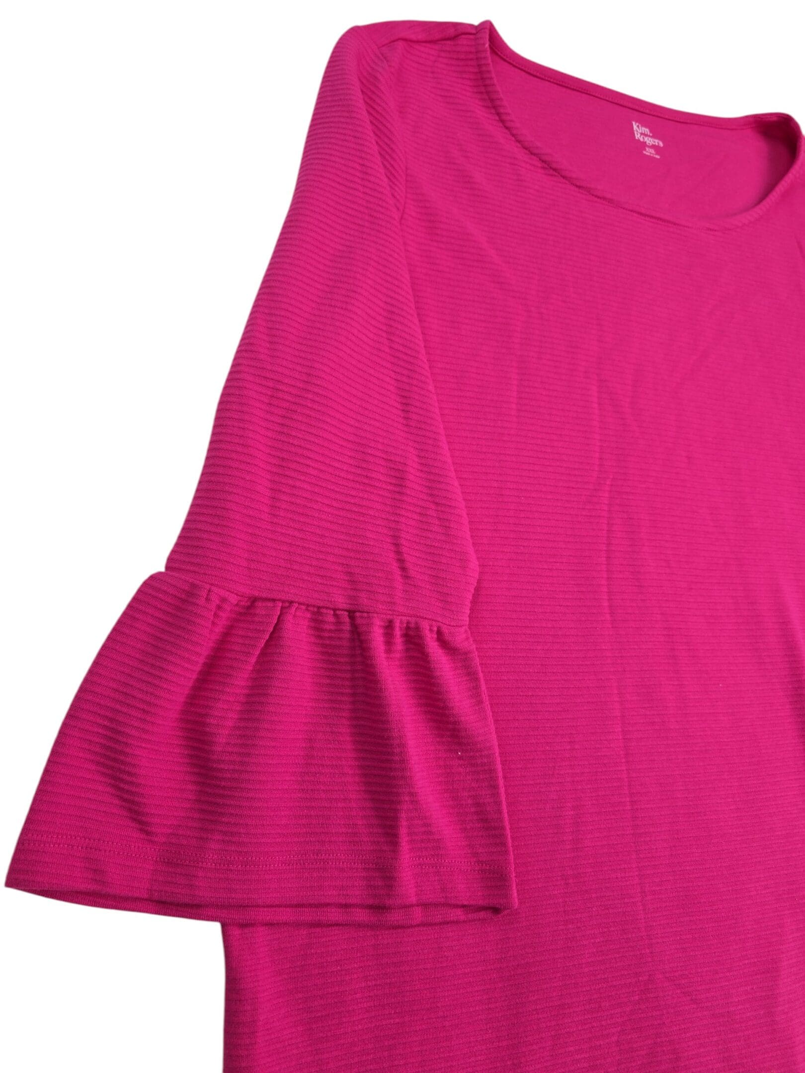 Kim Rogers pink top bell-sleeve detail plus-size shirt XXL