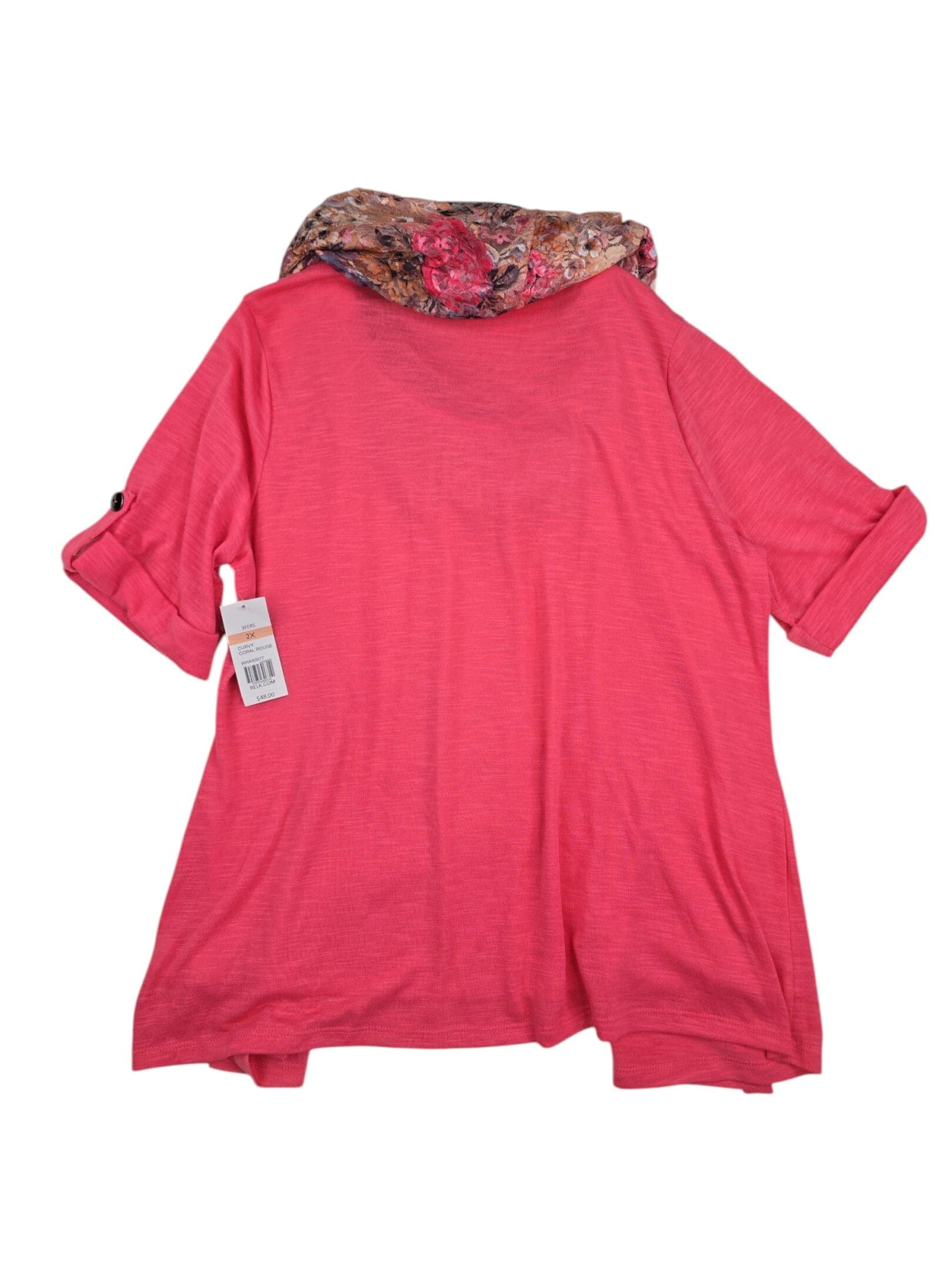 Kim Rogers pink top with detachable scarf back view
