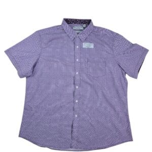 Nick Graham men’s short sleeve button down shirt in purple geometric pattern size 2XL