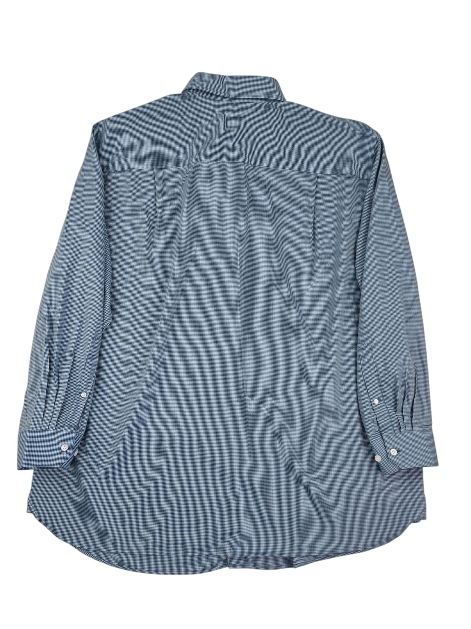 Back of Oak Hill Premium blue micro check dress shirt