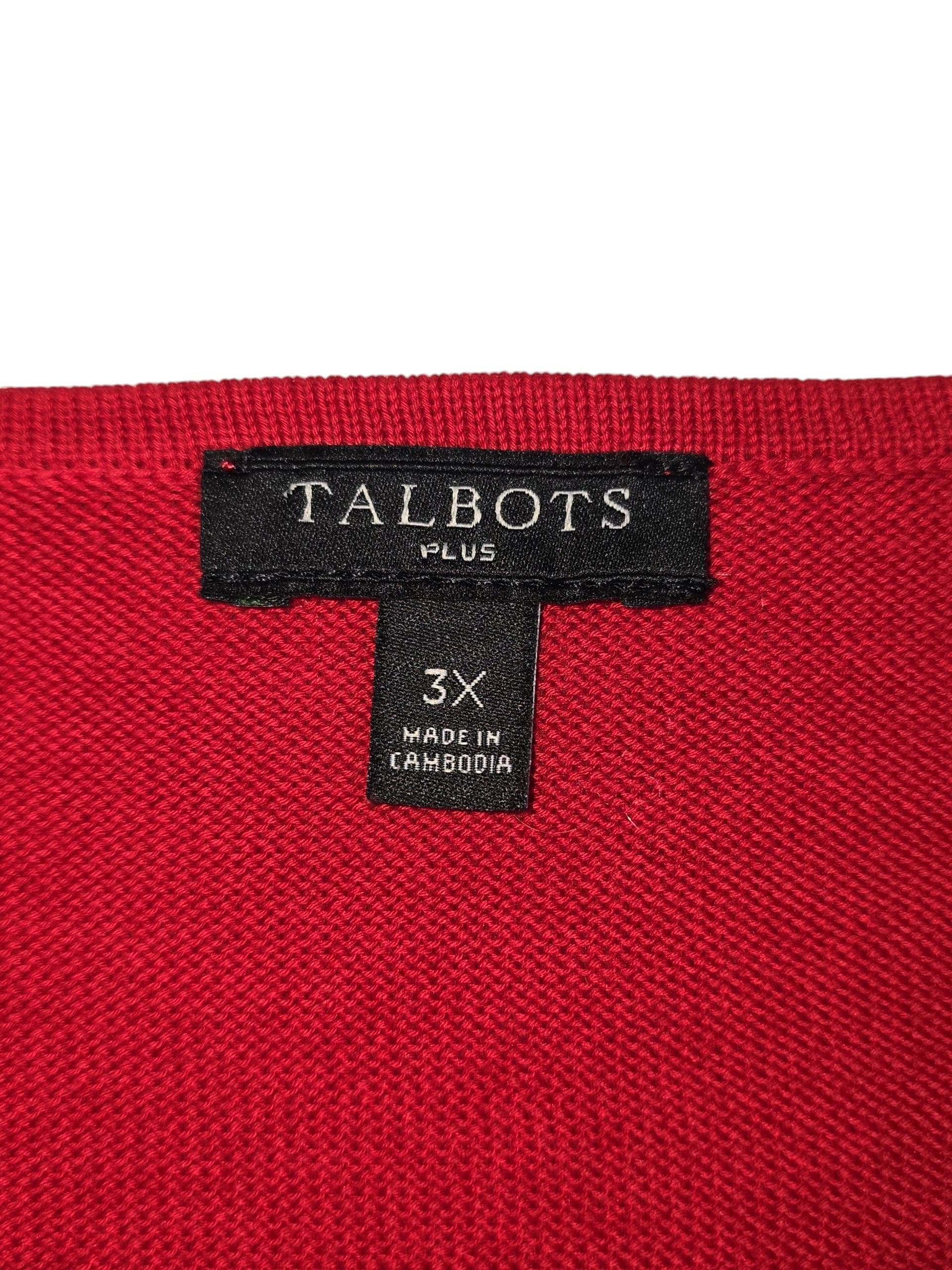 Talbots red sweater size tag 3X