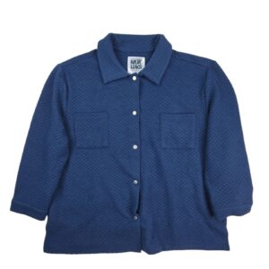 muk luks blue quilted button front jacket size 2x front view