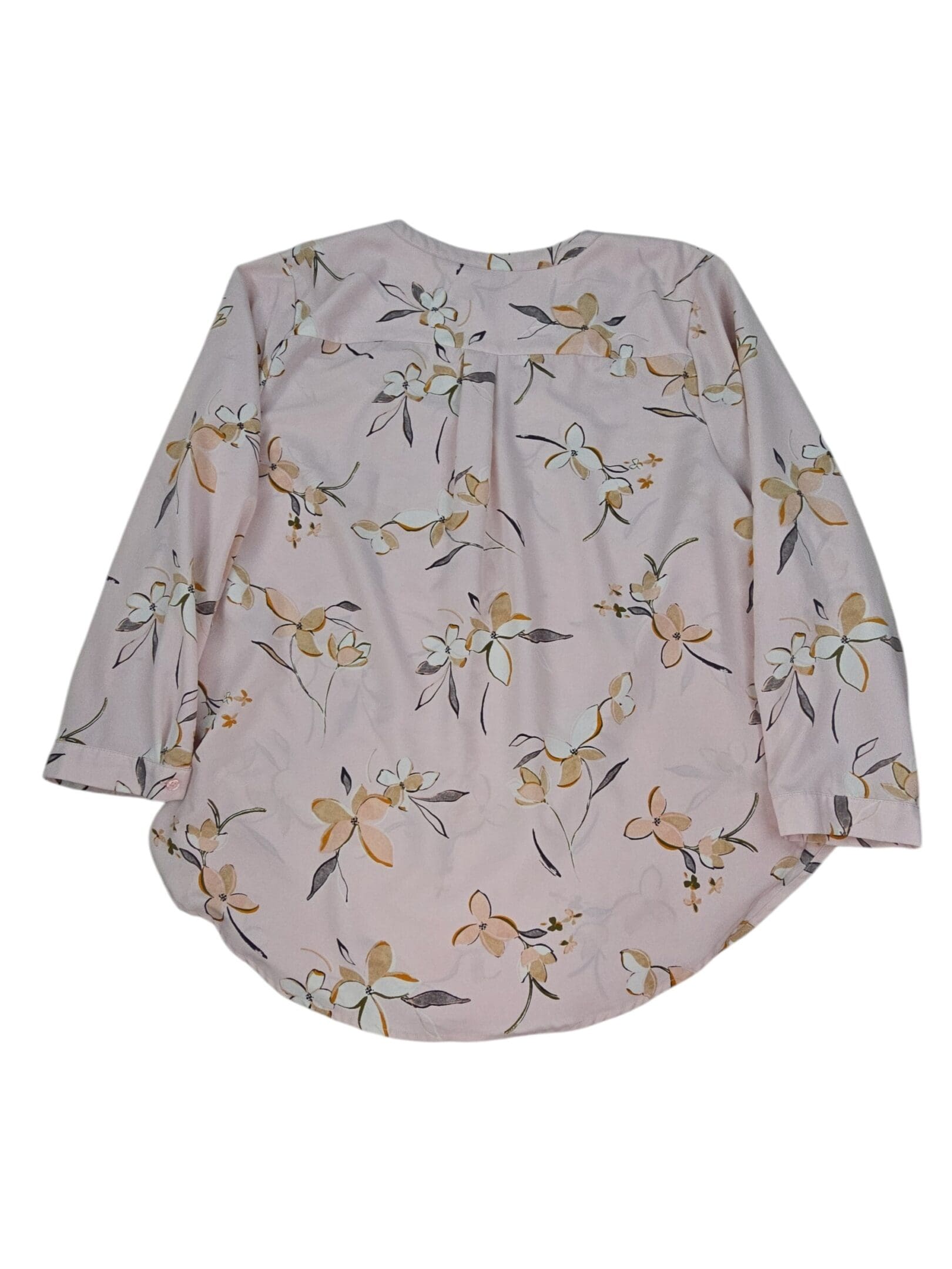 Ava & Viv long sleeve blouse 3X floral back view with single pleat