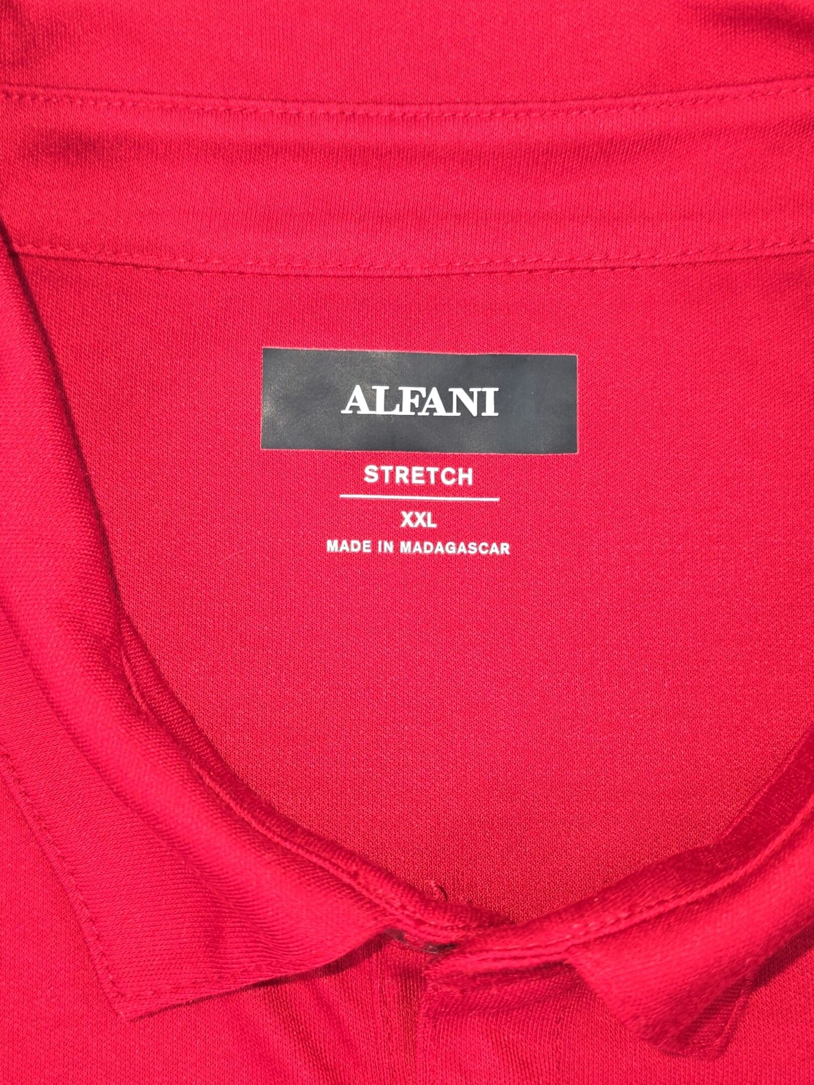 Alfani brand and size tag showing XXL made in Madagascar
