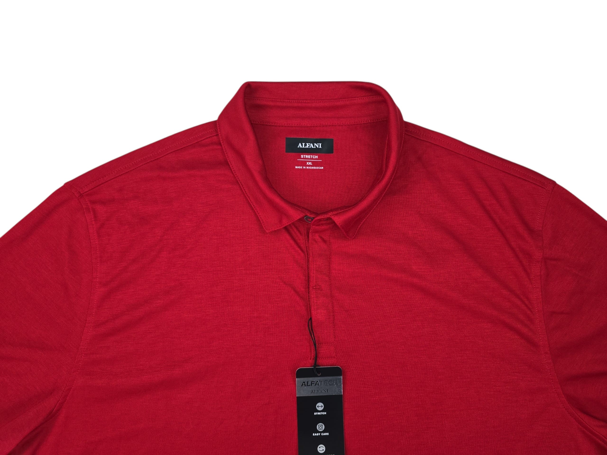 Alfani men’s red polo shirt front detail showing collar and placket size 2X