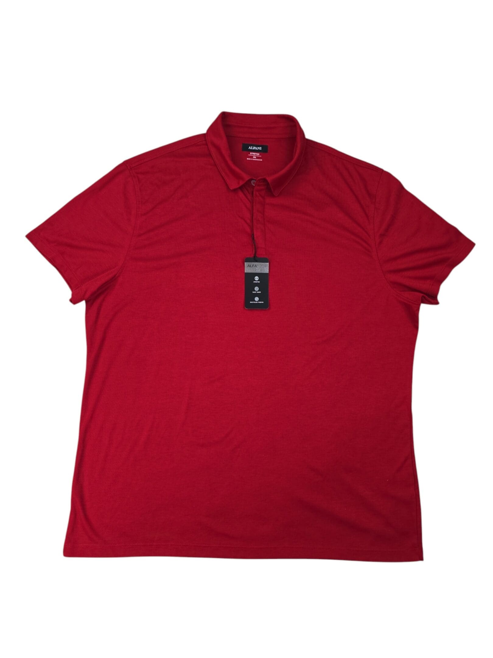 Alfani men’s red polo shirt full front view size 2X