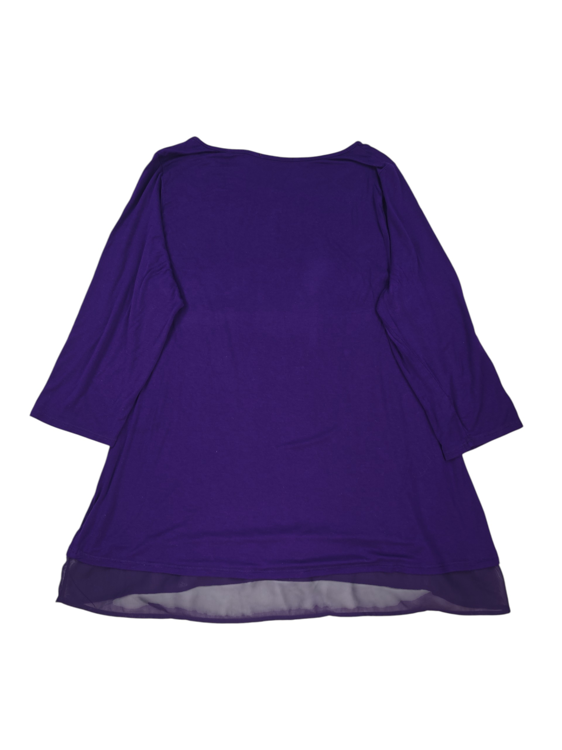 Back view of Belldini women’s purple blouse laid flat