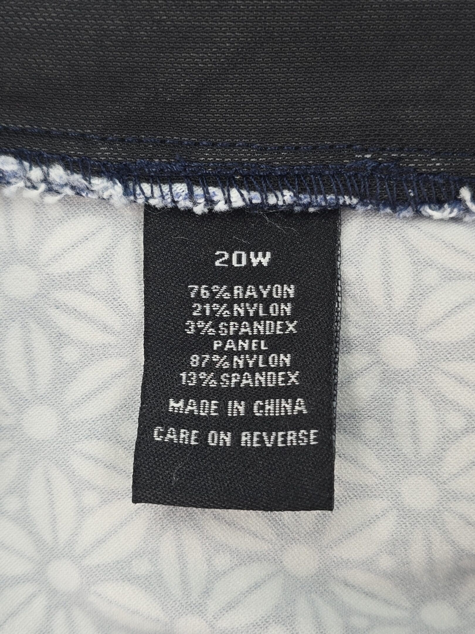 Briggs women’s shorts fabric content tag rayon nylon spandex