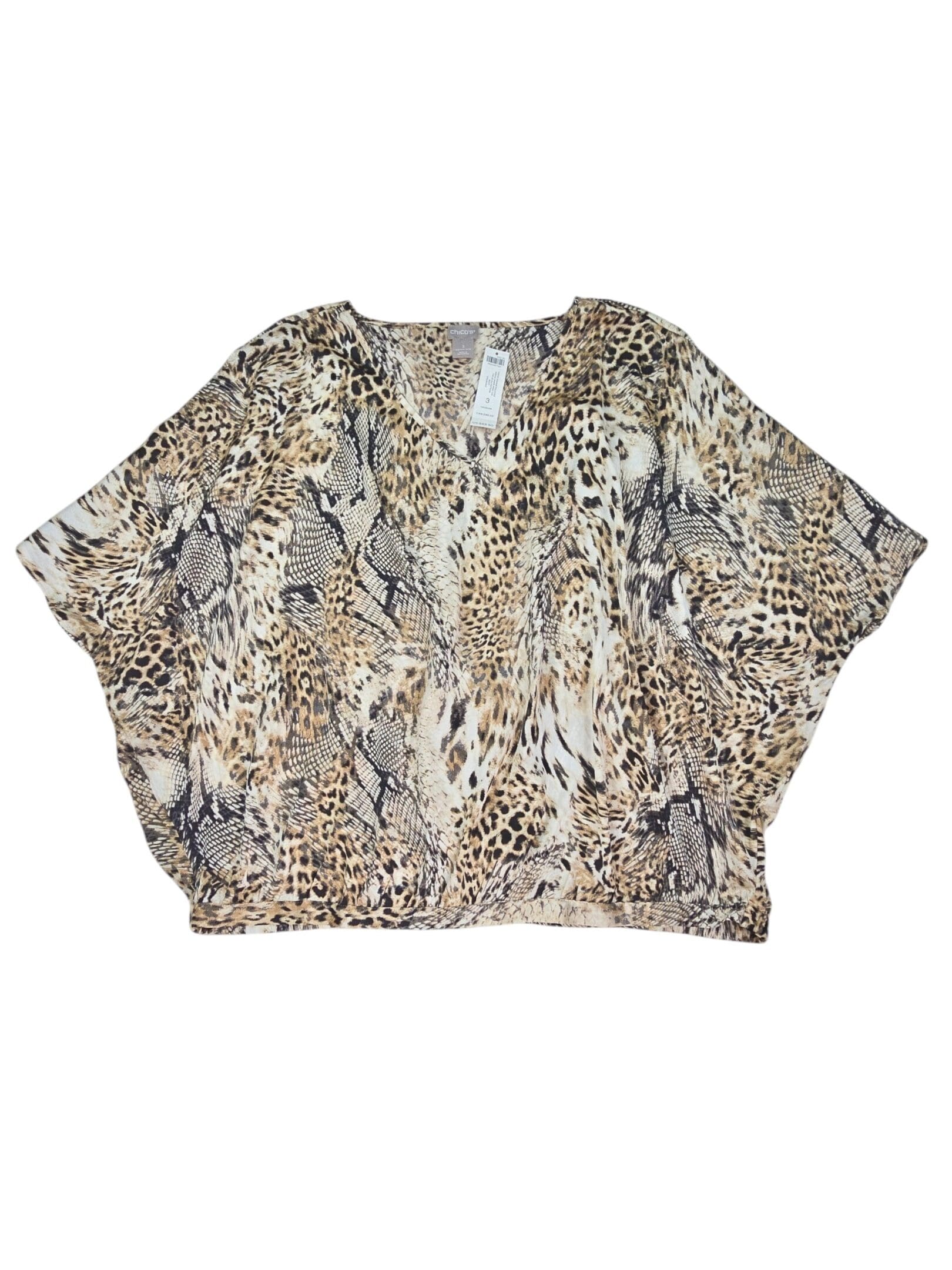 Chico’s women’s top size 3 animal print v neck short sleeve