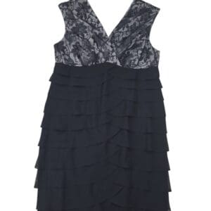 Collection by Dressbarn black ruffle tier dress front view size 16