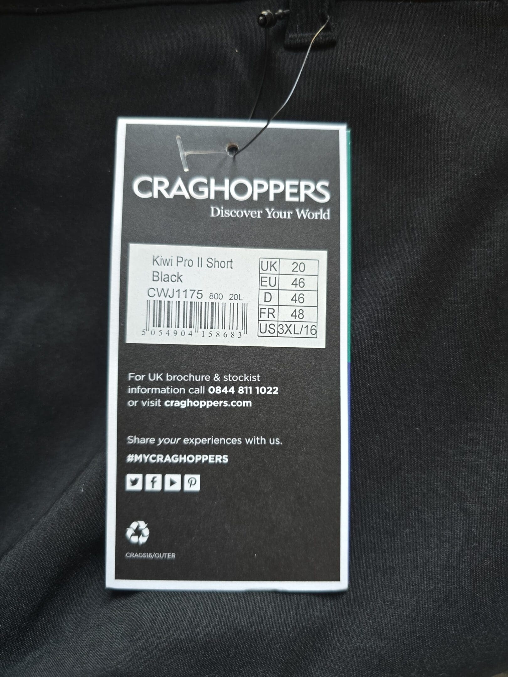 Craghoppers Kiwi Pro II women’s shorts store tag