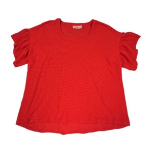 EVRI women’s short sleeve top 3X with ribbed fabric and ruffled sleeves