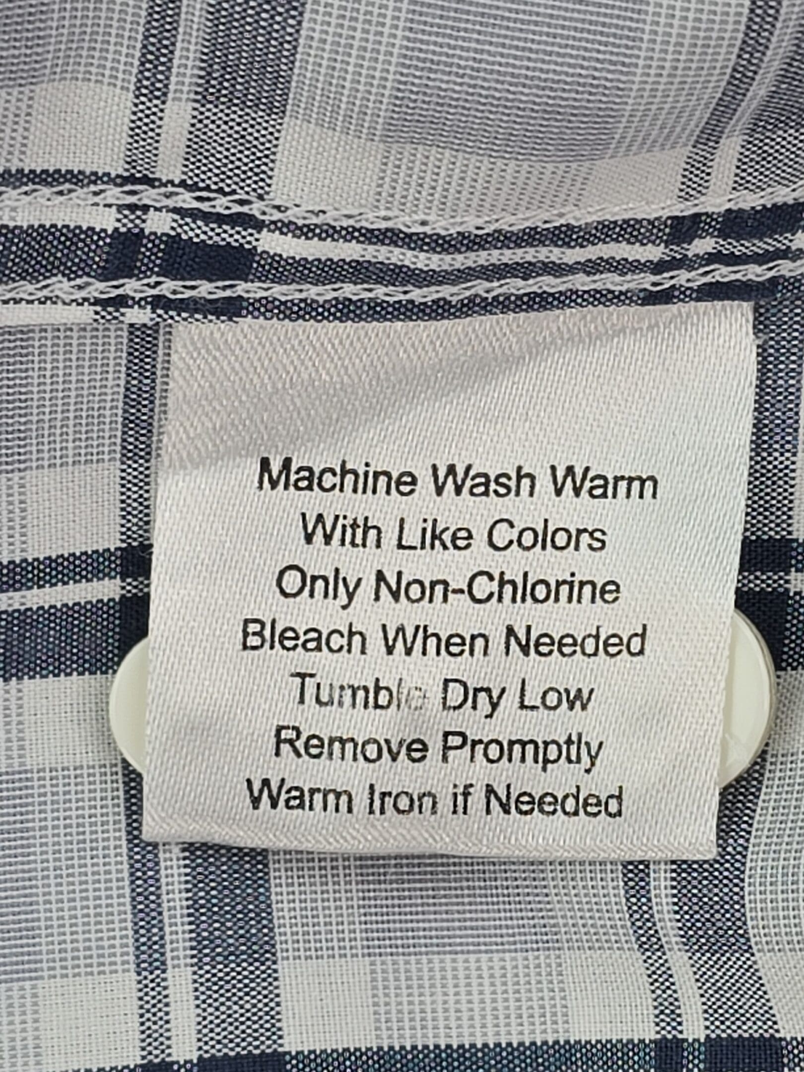 Egara men’s cotton shirt care instructions label