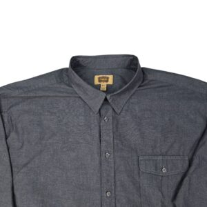Up close front view of Foundry men’s long sleeve button up shirt