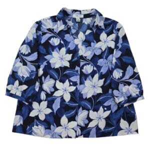 Judith Hart women’s blouse front view navy floral button front 18W