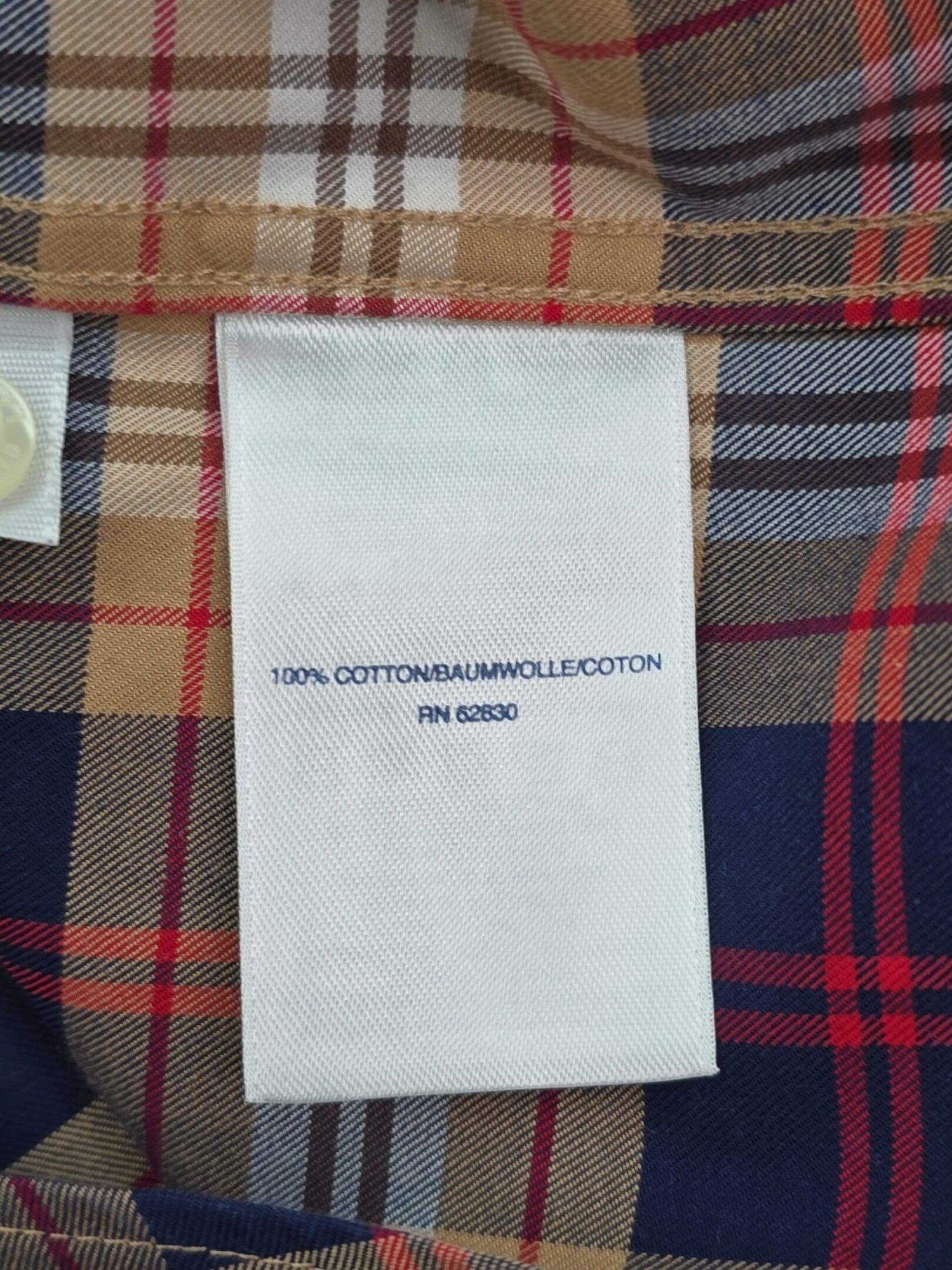 Material content tag Lands’ End plaid shirt 3XLT