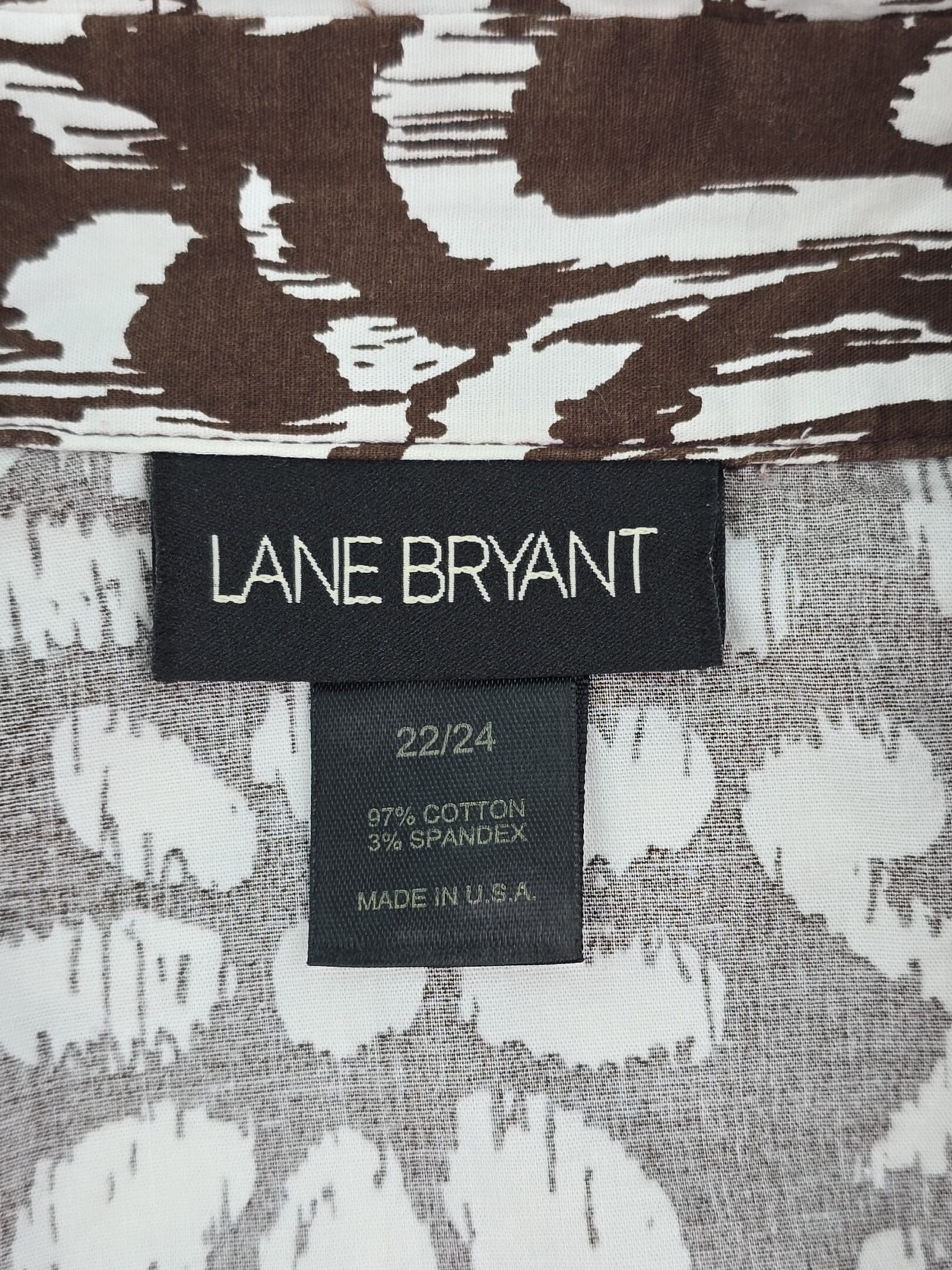 Lane Bryant size 22/24 tag with 97 percent cotton and 3 percent spandex