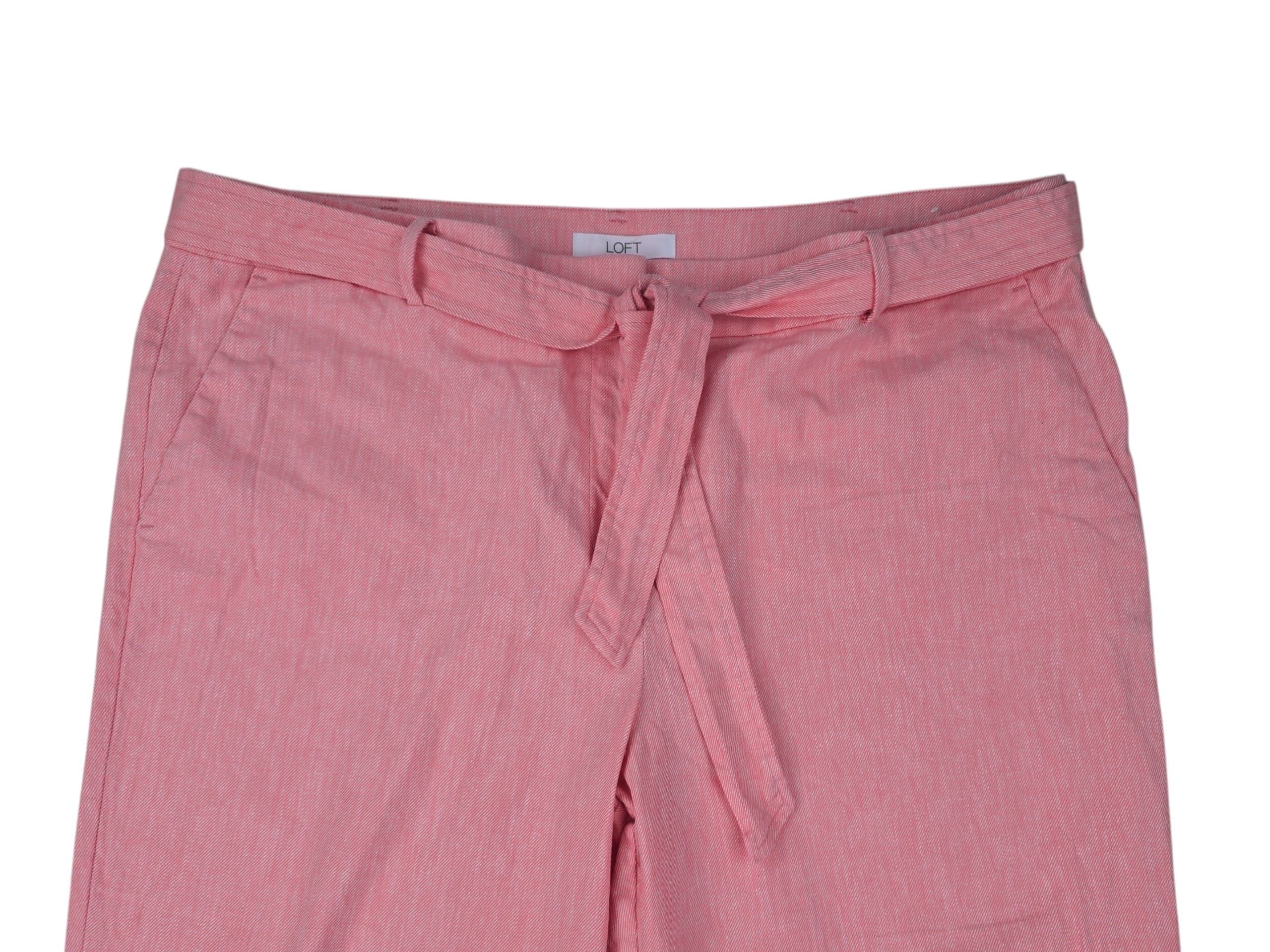 LOFT red cropped pants size 18 waist with tie belt