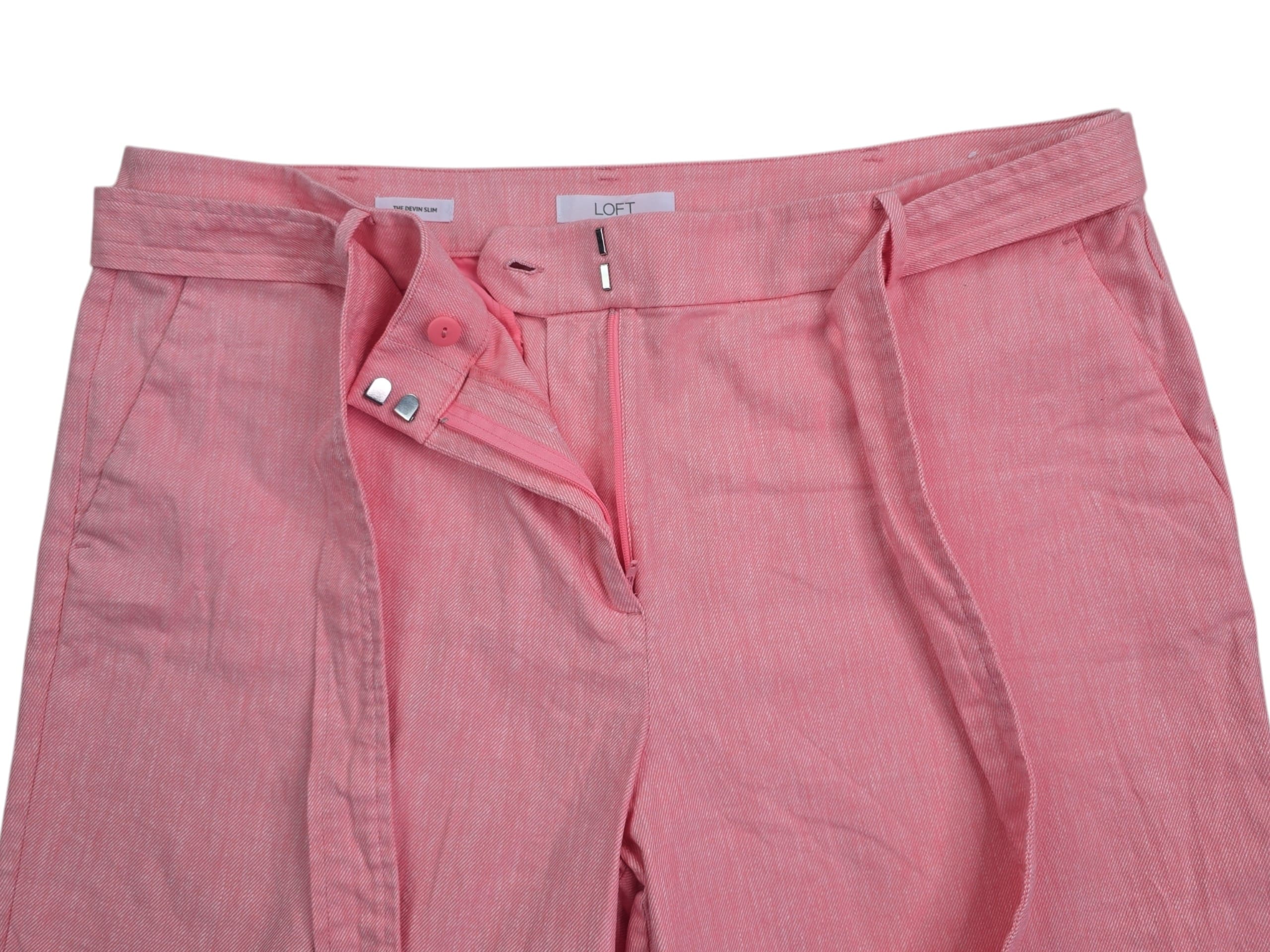 LOFT red crop pants closure with button and hooks