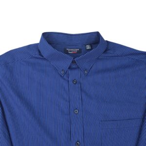 Roundtree & Yorke men’s pinstripe shirt close up of collar and buttons size 3XT