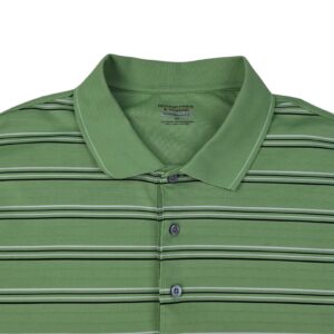 Roundtree & Yorke men's polo shirt green striped fabric close up