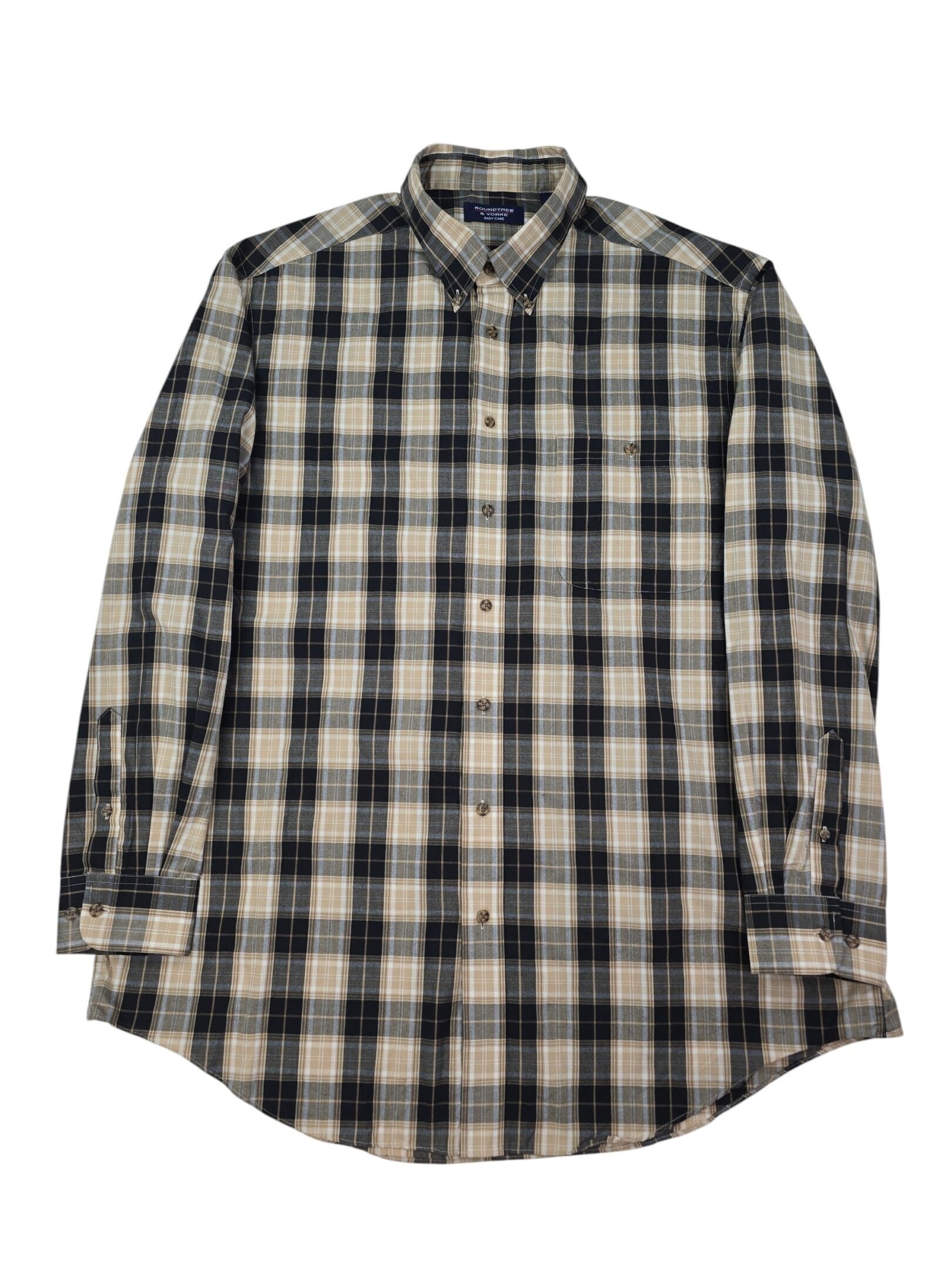 Roundtree & Yorke men’s 2XLT plaid button down shirt front full view