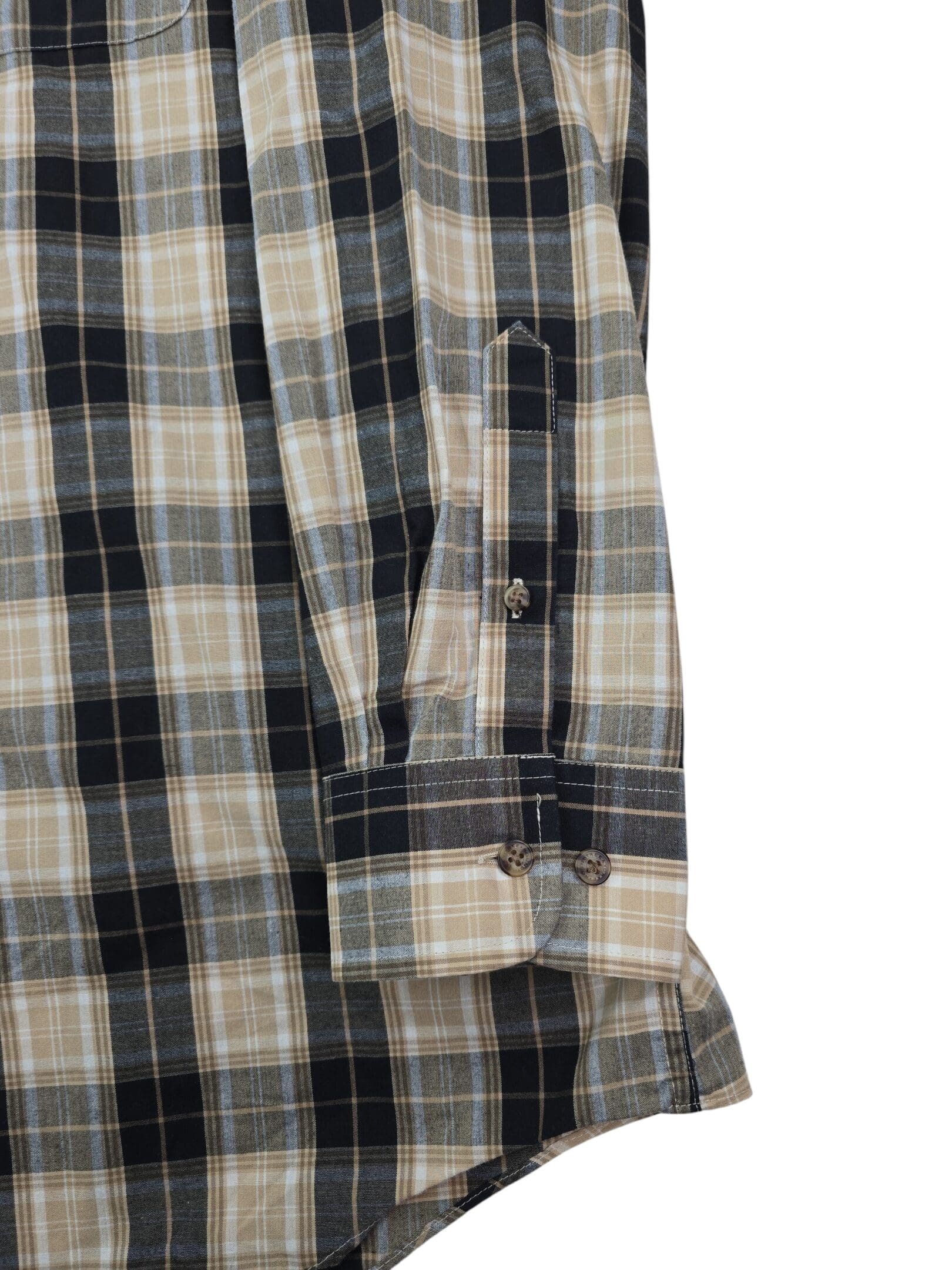 Roundtree & Yorke men’s 2XLT shirt sleeve detail button cuffs plaid