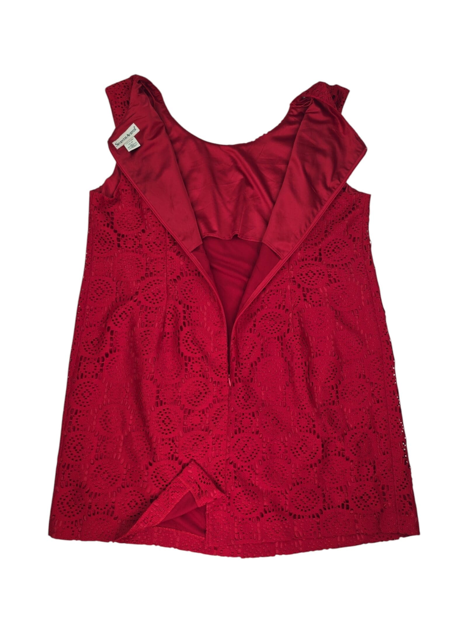 Back zipper and bottom split on plus size red lace dress 3X