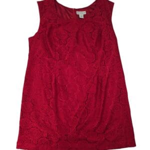 Seventh Avenue red dress 3X front view sleeveless lace overlay