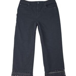 Soft Surroundings women’s black cropped pants size 14 with lace hem detail