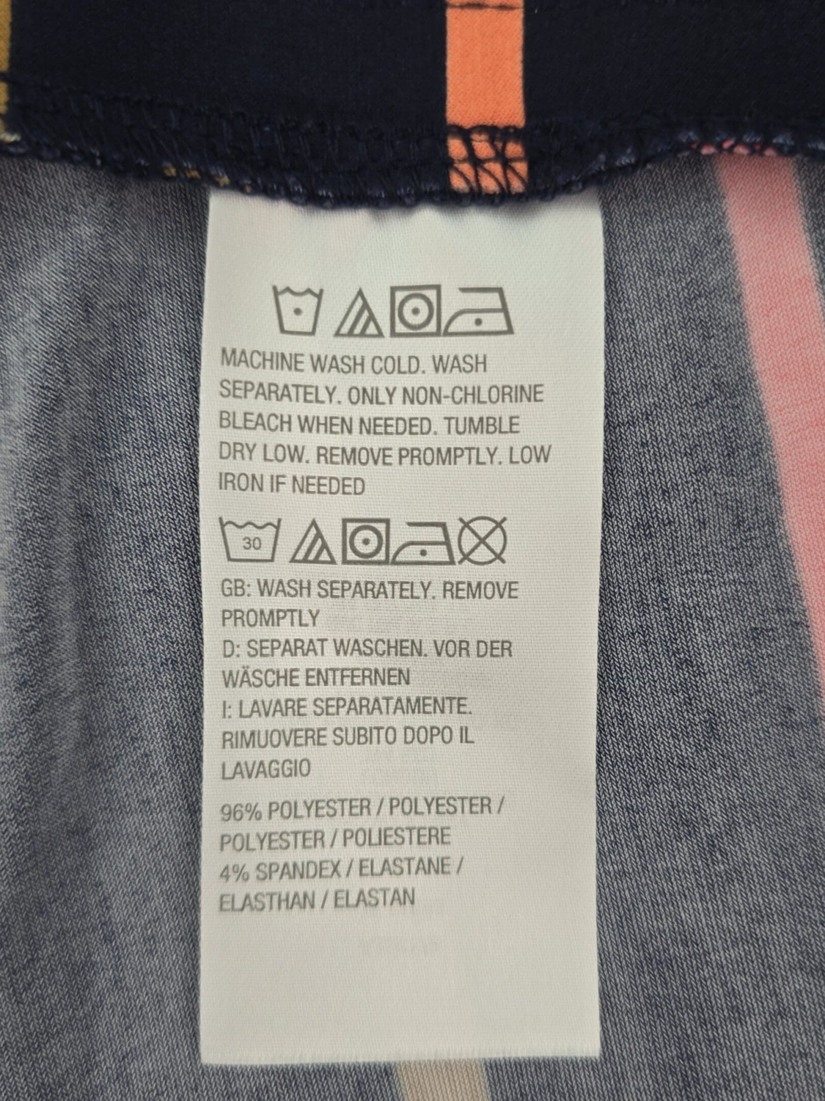 Susan Graver pants fabric content and care label