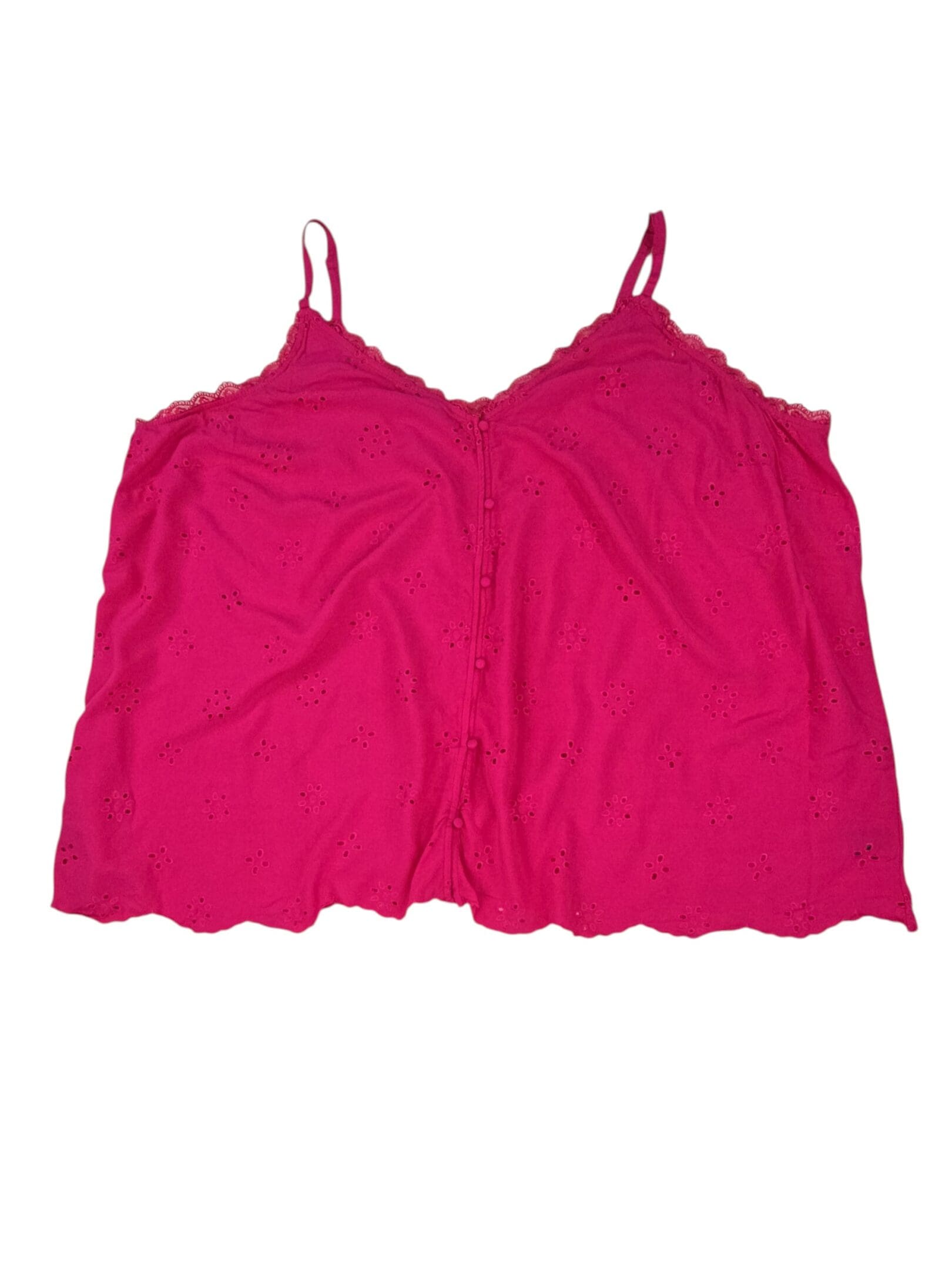 Torrid pink eyelet cami size 4 laid flat showing full eyelet pattern