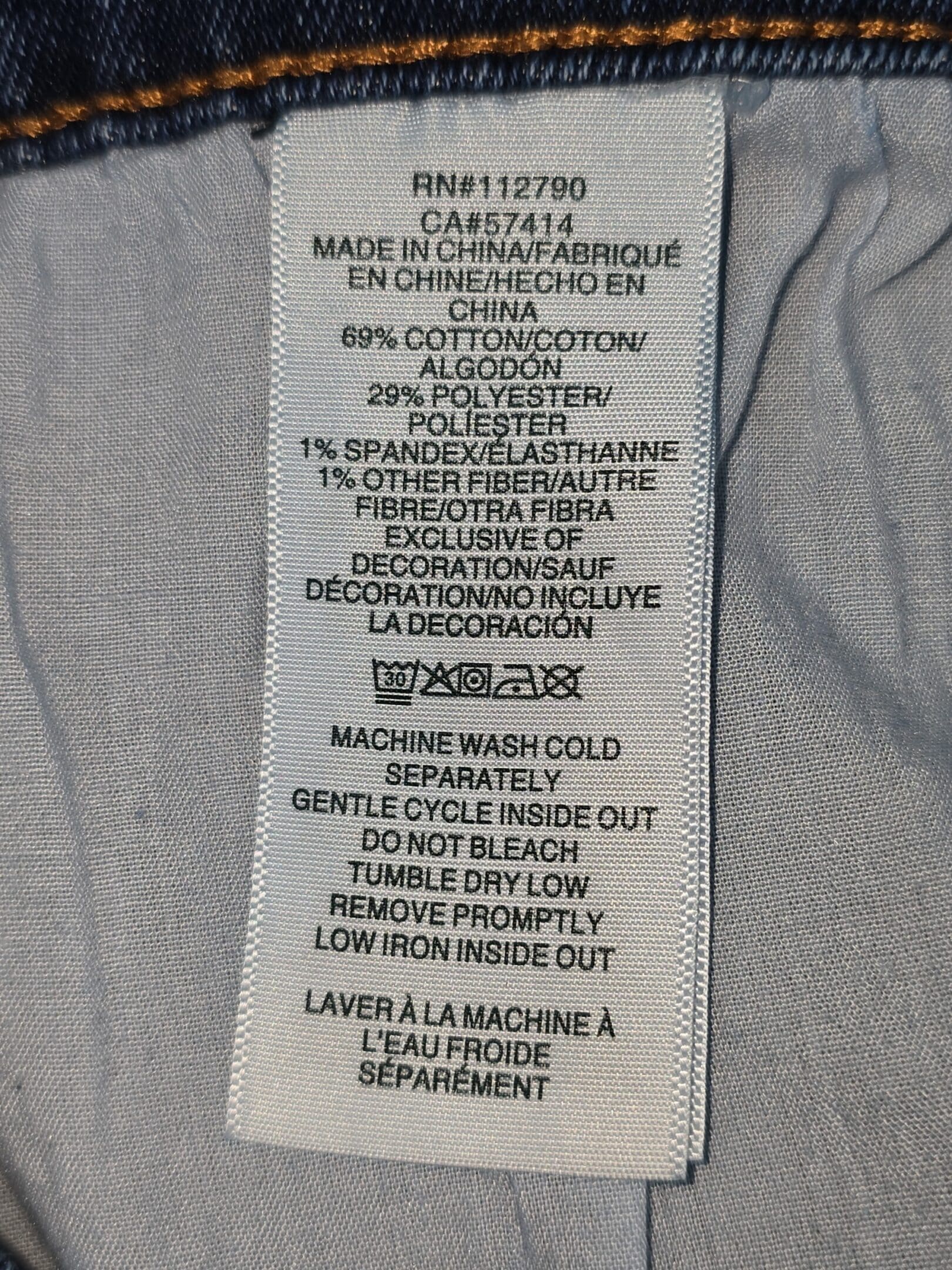 True Religion Ricky relaxed straight jeans material and care label