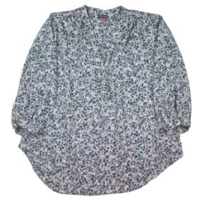 Vince Camuto women’s floral blouse front view 2X pastel print pullover top