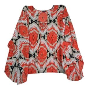 Vince Camuto orange and brown caftan top front view size 2X