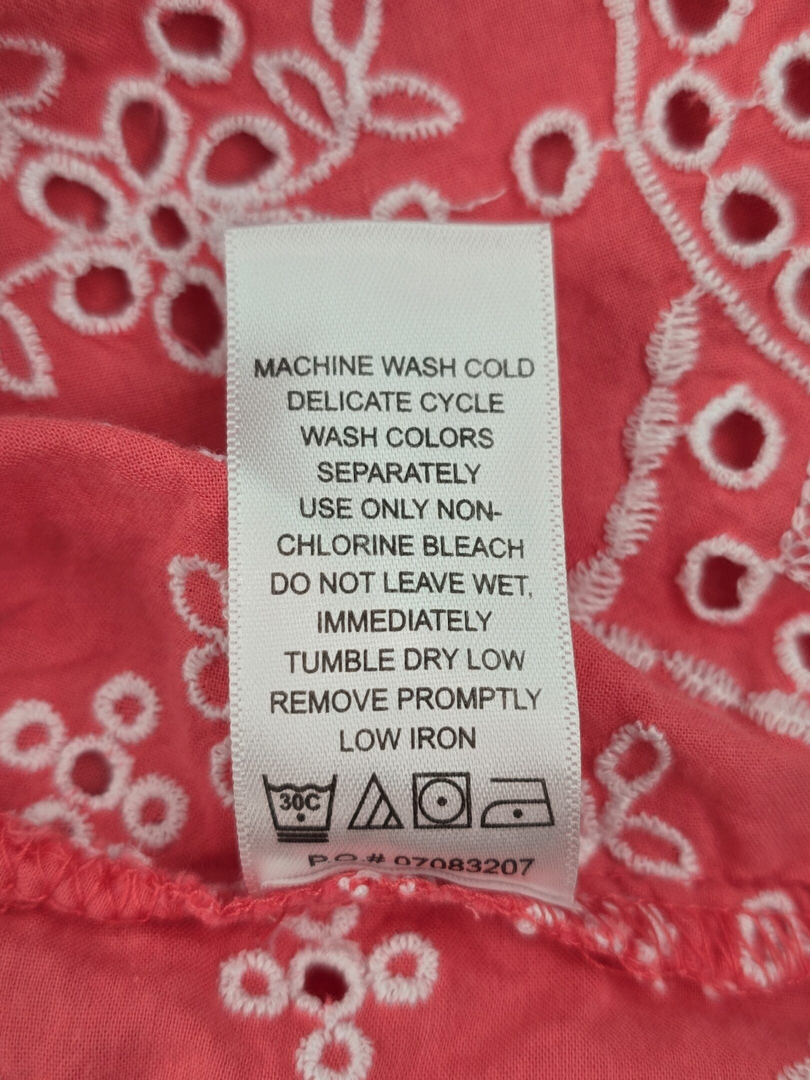 Woman Within blouse care instructions label