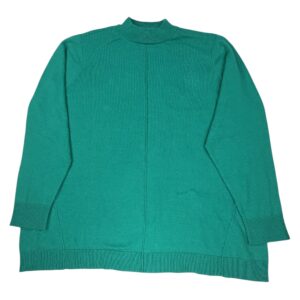Full front view of d&co women’s green pullover sweater laid flat