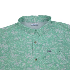 Columbia PFG green print shirt lightweight moisture wicking fabric texture