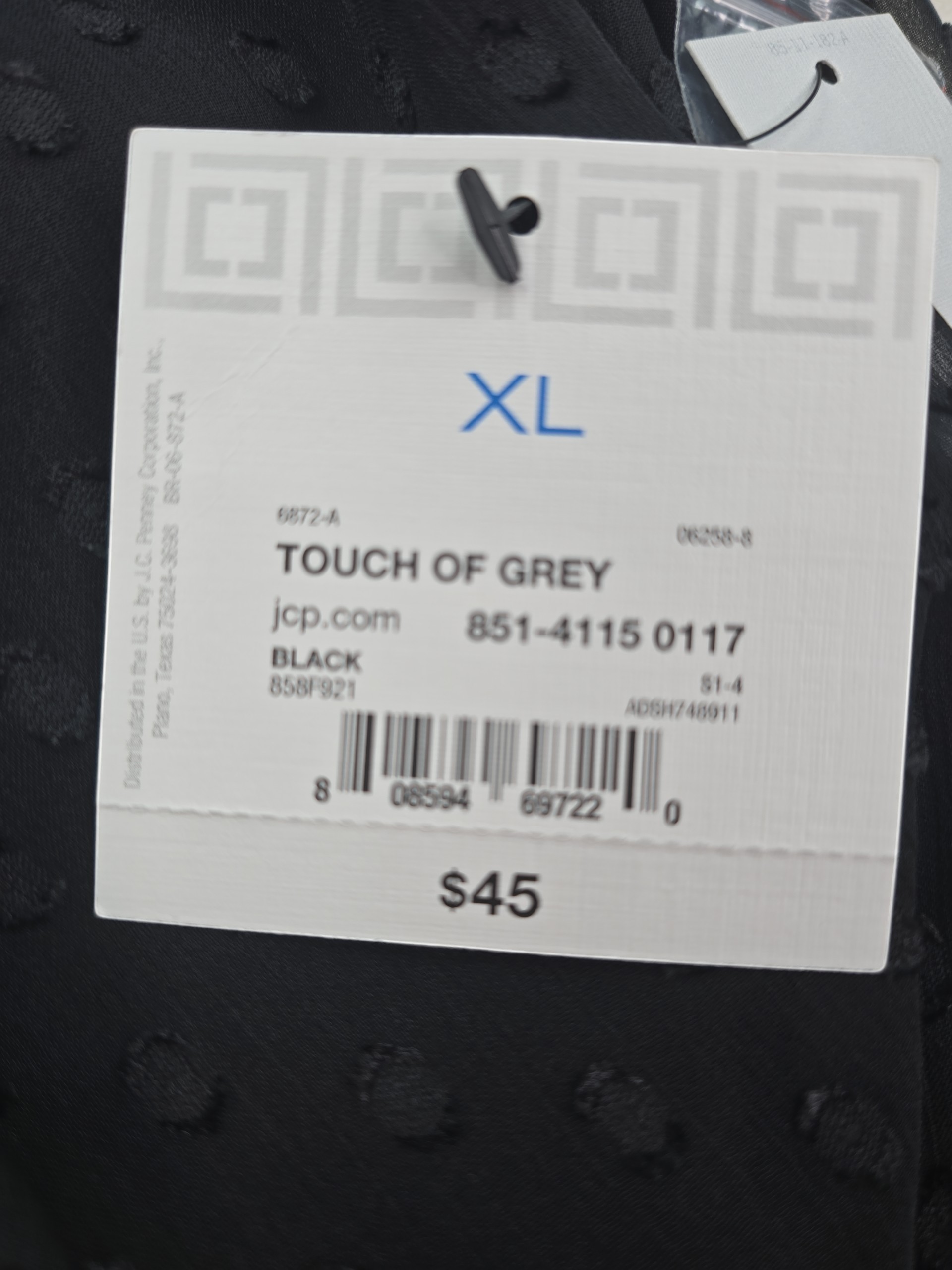 Liz Claiborne XL retail hang tag Touch of Grey black top
