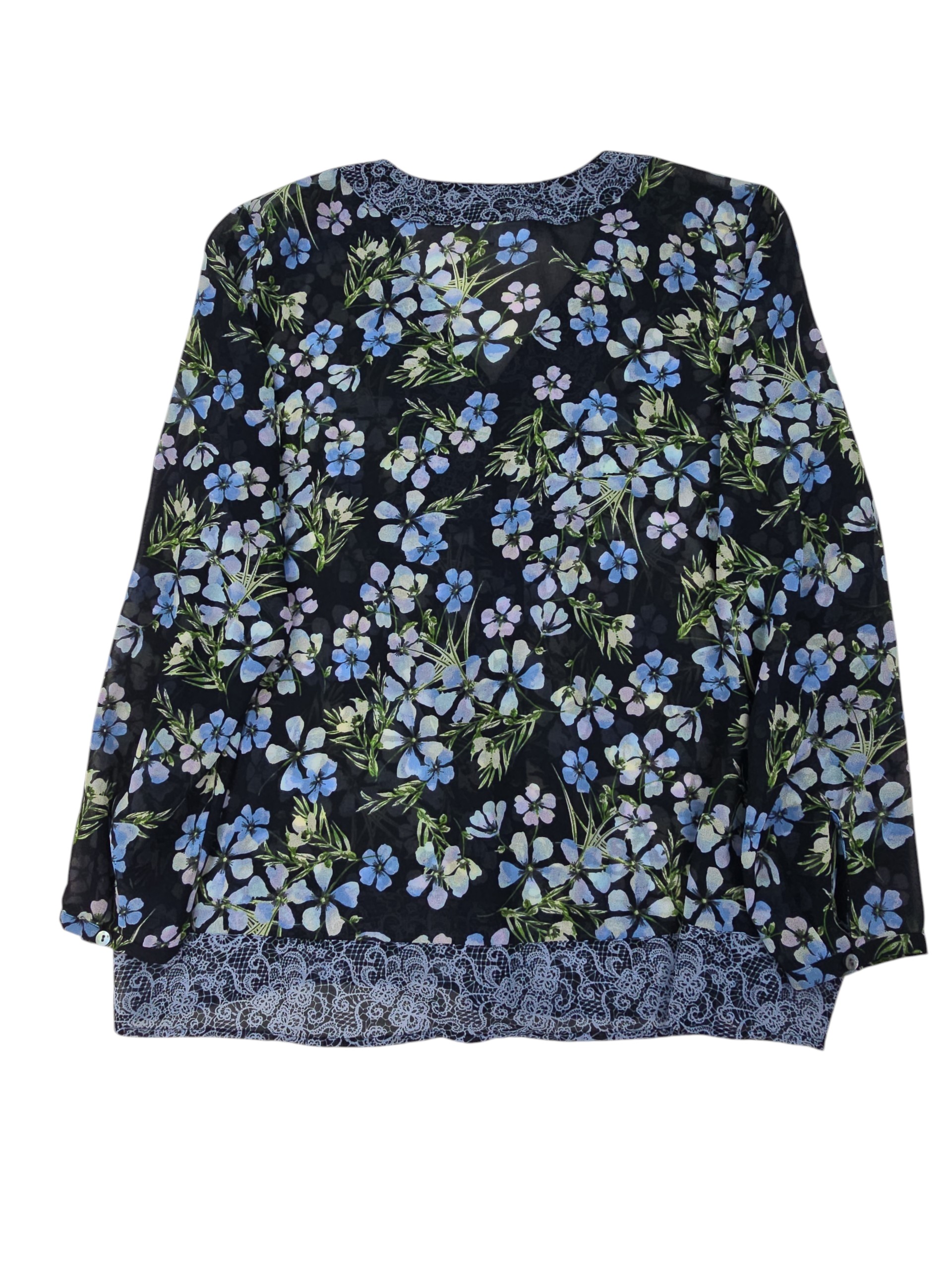 J Jill semi sheer blouse XL floral back view