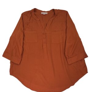 Philosophy Woman V-neck top 2X rust front view