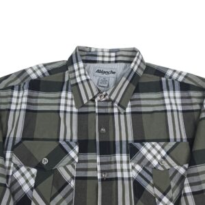 Ablanche men’s 3XL plaid button up shirt close up front detail